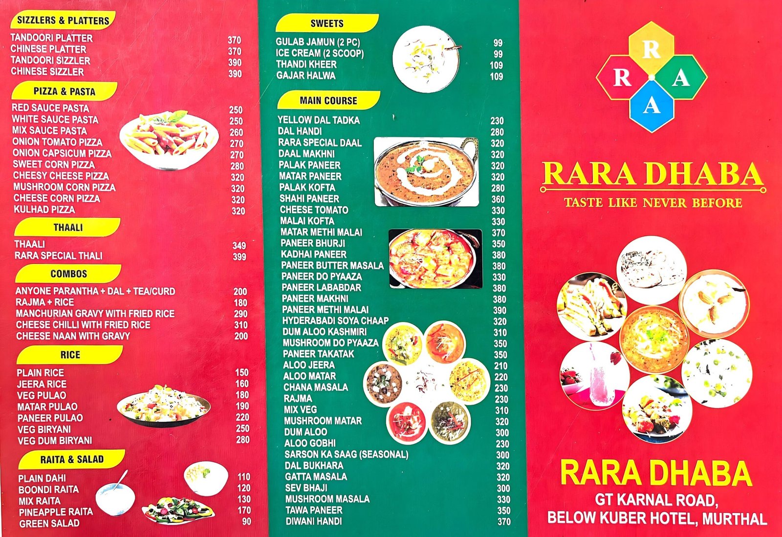 Hotel Kuber Murthal Rara Dhaba Menu 1